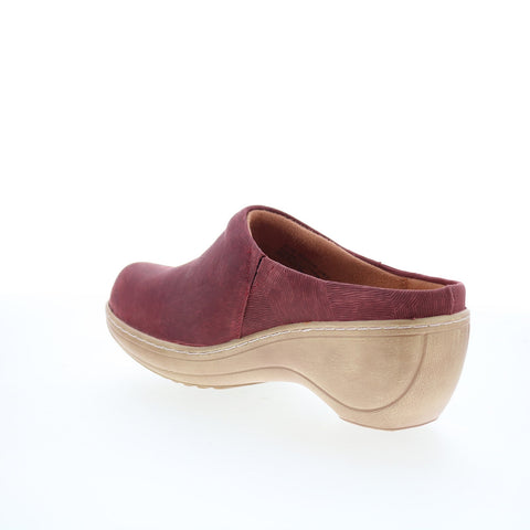 SoftWalk Madison S2056-247 Womens Burgundy Leather Slip On Clog Flats Shoes