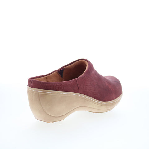 SoftWalk Madison S2056-247 Womens Burgundy Leather Slip On Clog Flats Shoes