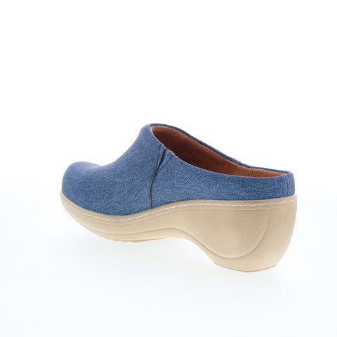 SoftWalk Madison S2056-421 Womens Blue Synthetic Slip On Clog Flats Shoes