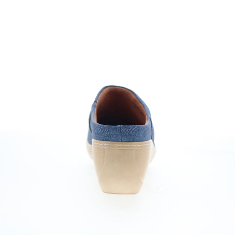 SoftWalk Madison S2056-421 Womens Blue Synthetic Slip On Clog Flats Shoes