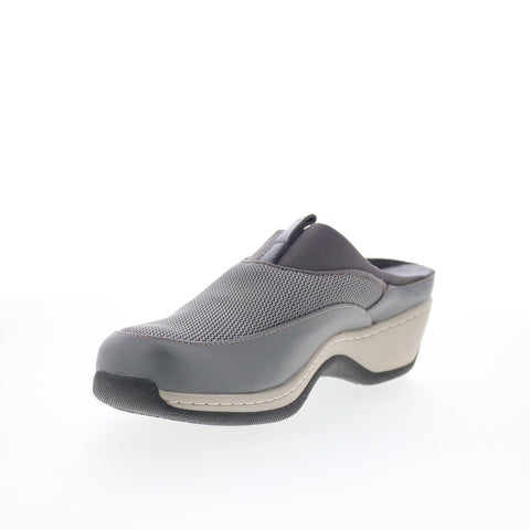 SoftWalk Aberdeen S2100-072 Womens Gray Leather Slip On Clog Flats Shoes