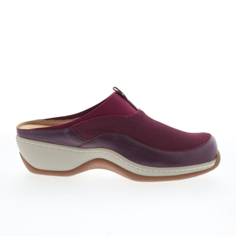 SoftWalk Aberdeen S2100-606 Womens Burgundy Leather Slip On Clog Flats Shoes