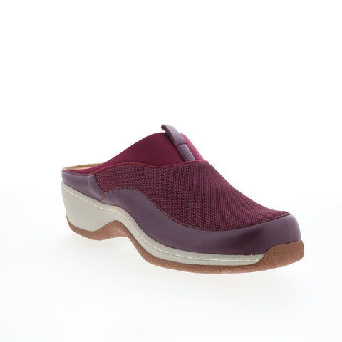 SoftWalk Aberdeen S2100-606 Womens Burgundy Leather Slip On Clog Flats Shoes