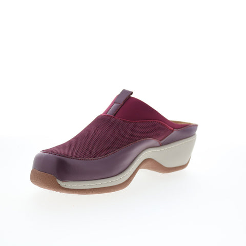 SoftWalk Aberdeen S2100-606 Womens Burgundy Leather Slip On Clog Flats Shoes