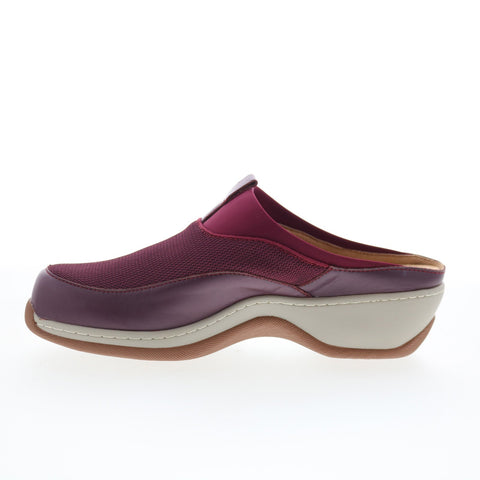 SoftWalk Aberdeen S2100-606 Womens Burgundy Leather Slip On Clog Flats Shoes