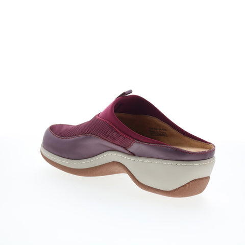 SoftWalk Aberdeen S2100-606 Womens Burgundy Leather Slip On Clog Flats Shoes