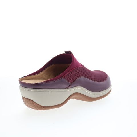 SoftWalk Aberdeen S2100-606 Womens Burgundy Leather Slip On Clog Flats Shoes