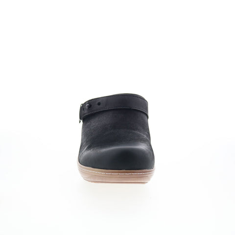 SoftWalk Marquette S2108-004 Womens Black Leather Slip On Clog Flats Shoes