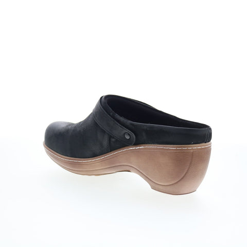 SoftWalk Marquette S2108-004 Womens Black Leather Slip On Clog Flats Shoes