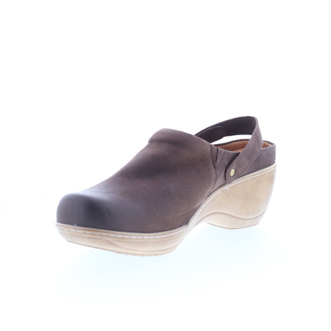 SoftWalk Marquette S2108-211 Womens Brown Leather Clog Flats Shoes