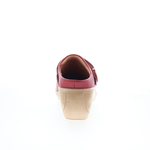 SoftWalk Marquette S2108-601 Womens Red Leather Slip On Clog Flats Shoes