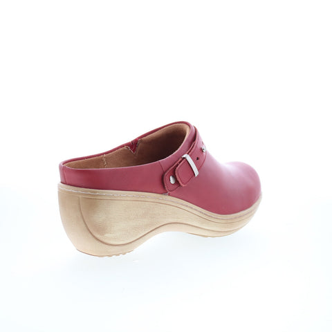 SoftWalk Marquette S2108-601 Womens Red Leather Slip On Clog Flats Shoes