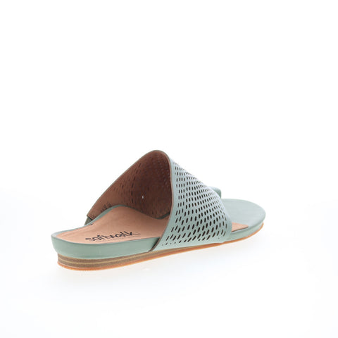 SoftWalk Corsica II S2113-312 Womens Green Leather Slides Sandals Shoes