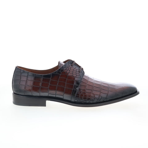 Mezlan Croc Embossed Derby Mens Brown Oxfords & Lace Ups Casual Shoes