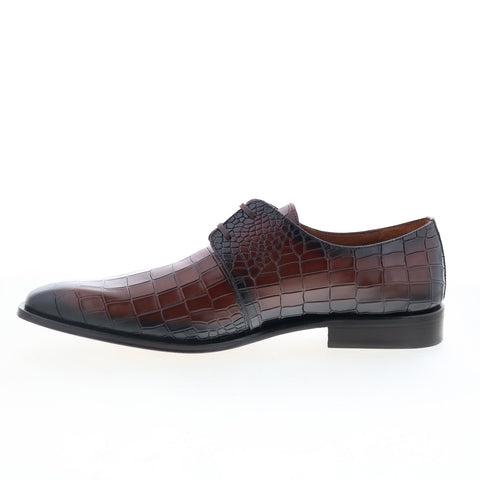 Mezlan Croc Embossed Derby Mens Brown Oxfords & Lace Ups Casual Shoes