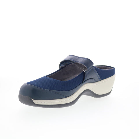 SoftWalk Arcadia S2200-400 Womens Blue Narrow Leather Clog Flats Shoes