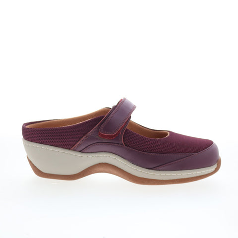 SoftWalk Arcadia S2200-606 Womens Burgundy Leather Strap Clog Flats Shoes