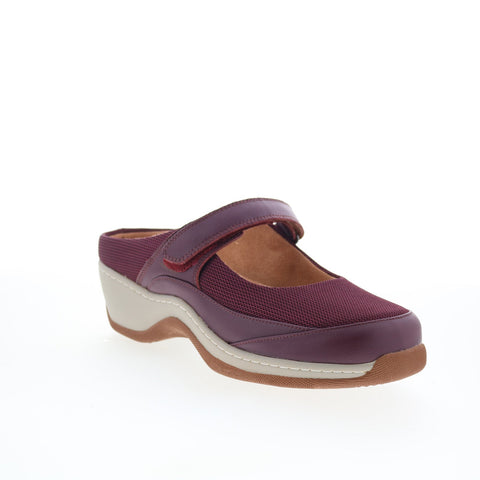 SoftWalk Arcadia S2200-606 Womens Burgundy Leather Strap Clog Flats Shoes