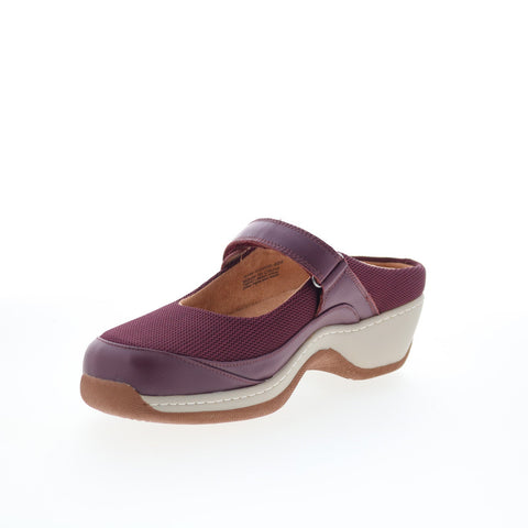 SoftWalk Arcadia S2200-606 Womens Burgundy Leather Strap Clog Flats Shoes