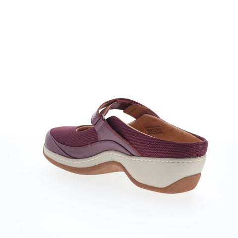 SoftWalk Arcadia S2200-606 Womens Burgundy Leather Strap Clog Flats Shoes