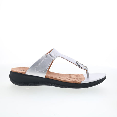 SoftWalk Talara S2215-041 Womens Sliver Synthetic Thong Sandals Shoes