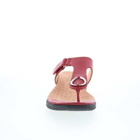 SoftWalk Talara S2215-601 Womens Red Wide Leather Thong Sandals Shoes