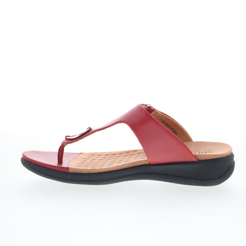 SoftWalk Talara S2215-601 Womens Red Wide Leather Thong Sandals Shoes
