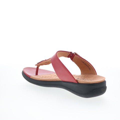 SoftWalk Talara S2215-601 Womens Red Wide Leather Thong Sandals Shoes