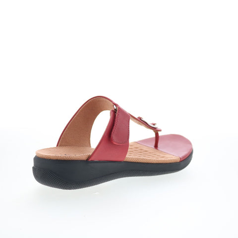 SoftWalk Talara S2215-601 Womens Red Wide Leather Thong Sandals Shoes