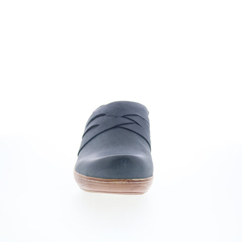 SoftWalk Mackay S2226-429 Womens Blue Leather Slip On Clog Flats Shoes