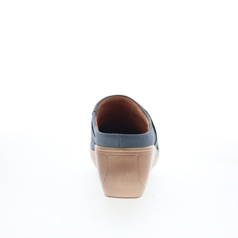 SoftWalk Mackay S2226-429 Womens Blue Leather Slip On Clog Flats Shoes
