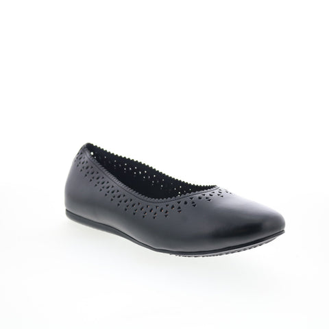 SoftWalk Selma S2228-001 Womens Black Leather  Slip On Ballet Flats Shoes