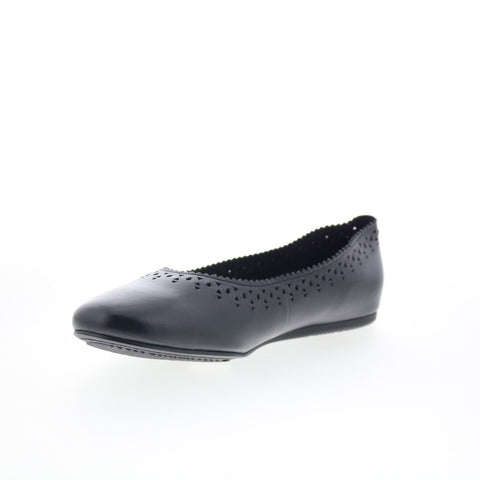 SoftWalk Selma S2228-001 Womens Black Leather  Slip On Ballet Flats Shoes