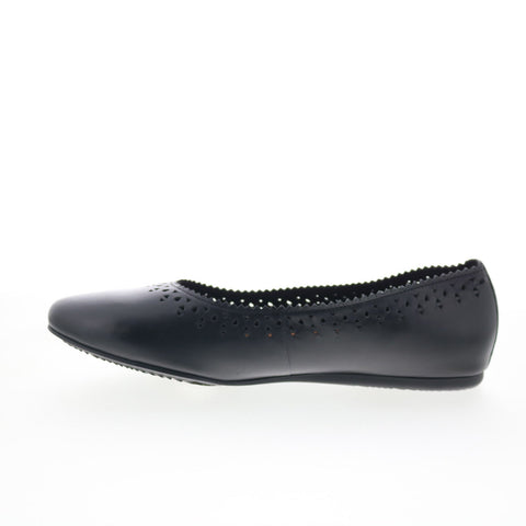 SoftWalk Selma S2228-001 Womens Black Leather  Slip On Ballet Flats Shoes