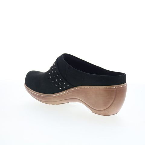 SoftWalk Marana S2312-004 Womens Black Nubuck Slip On Clog Flats Shoes