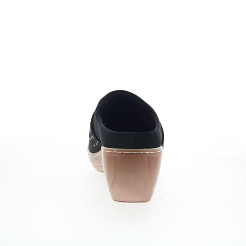 SoftWalk Marana S2312-004 Womens Black Nubuck Slip On Clog Flats Shoes