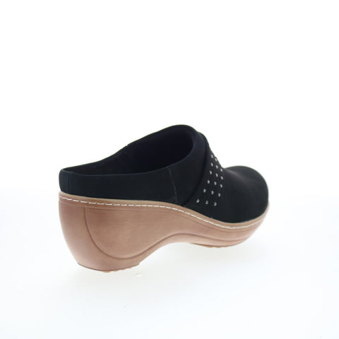 SoftWalk Marana S2312-004 Womens Black Nubuck Slip On Clog Flats Shoes