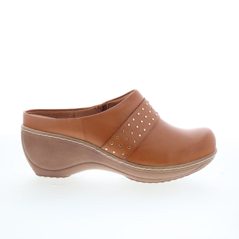 SoftWalk Marana S2312-215 Womens Brown Leather Slip On Clog Flats Shoes