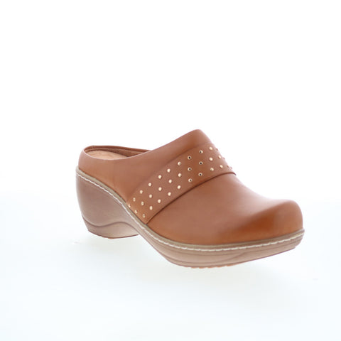 SoftWalk Marana S2312-215 Womens Brown Leather Slip On Clog Flats Shoes