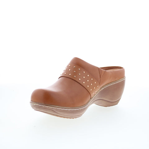SoftWalk Marana S2312-215 Womens Brown Leather Slip On Clog Flats Shoes