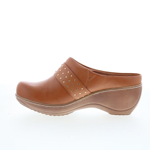SoftWalk Marana S2312-215 Womens Brown Leather Slip On Clog Flats Shoes