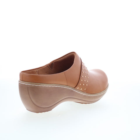 SoftWalk Marana S2312-215 Womens Brown Leather Slip On Clog Flats Shoes
