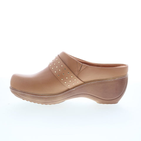 SoftWalk Marana S2312-253 Womens Brown Leather Slip On Clog Flats Shoes