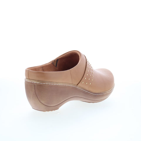 SoftWalk Marana S2312-253 Womens Brown Leather Slip On Clog Flats Shoes