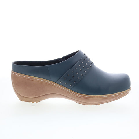SoftWalk Marana S2312-469 Womens Black Leather Slip On Clog Flats Shoes