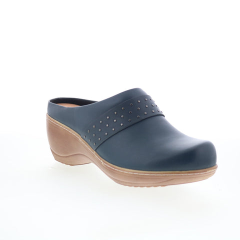 SoftWalk Marana S2312-469 Womens Black Leather Slip On Clog Flats Shoes