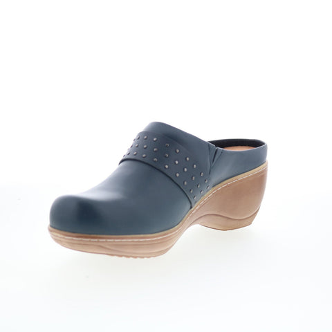 SoftWalk Marana S2312-469 Womens Black Leather Slip On Clog Flats Shoes