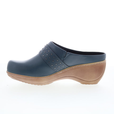 SoftWalk Marana S2312-469 Womens Black Leather Slip On Clog Flats Shoes