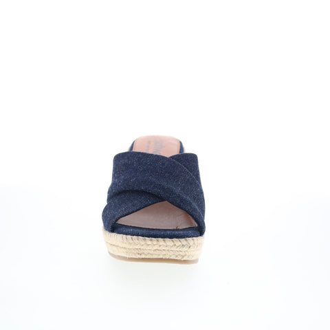 SoftWalk Hastings S2324-486 Womens Blue Canvas Wedges Sandals Shoes