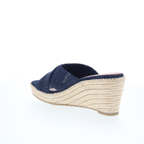 SoftWalk Hastings S2324-486 Womens Blue Canvas Wedges Sandals Shoes